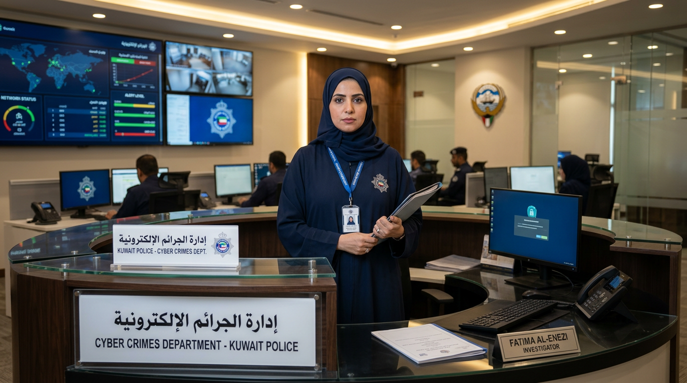 الجرائم الإلكترونية - امرأة كويتية محجبة